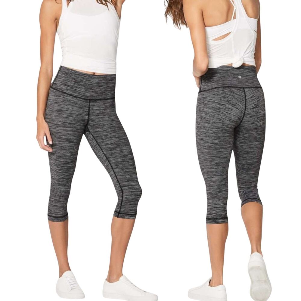 LULULEMON Wunder Under Hi-Rise 1/2 Tight 17" Sz 6  Are From Space Black Slate